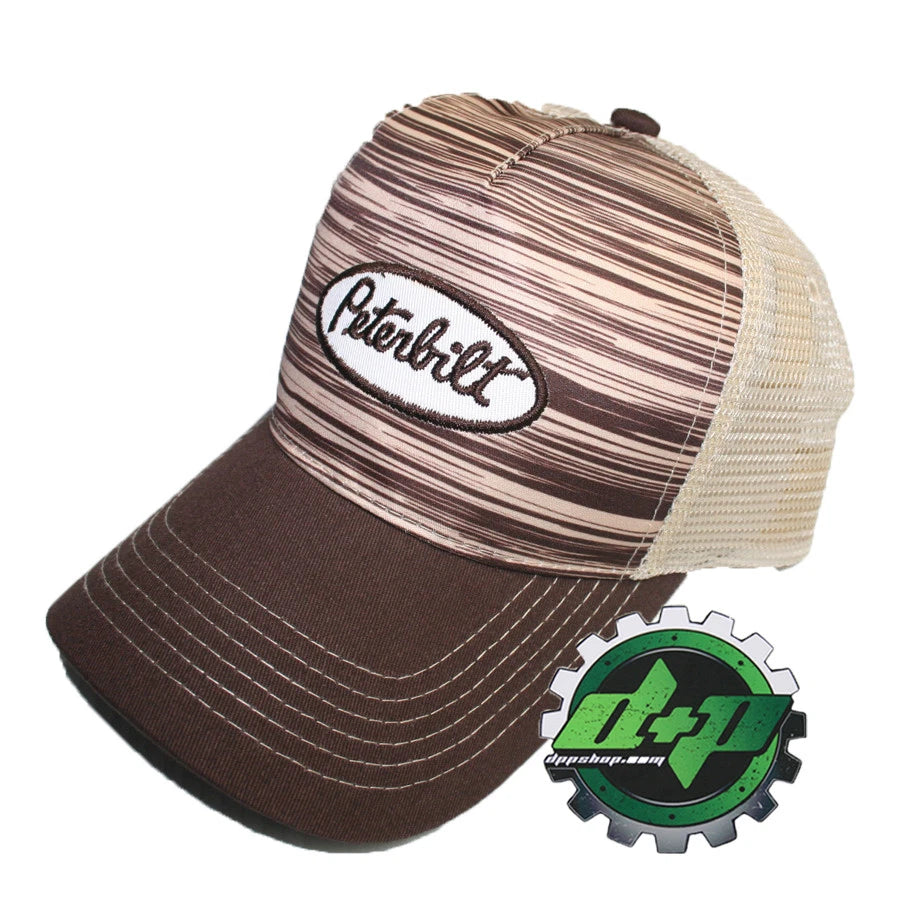 Wood Grain Mesh Hat for Peterbilt Trucks (Trucker Cap)