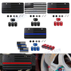 American Flag Front License Plate Valve Stem Cap Cover for Universal (–)