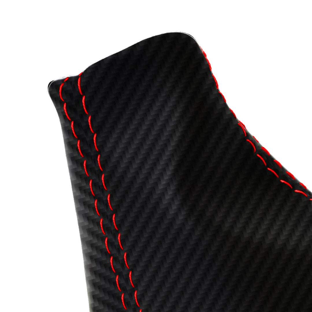 E Brake Boot Cover for Mazda 3 (2014–2016) Carbon Fiber Red Stitch