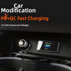 12V 24V Fast Charger with Type-C and USB for Cars (Wide Range Vehicle Use)