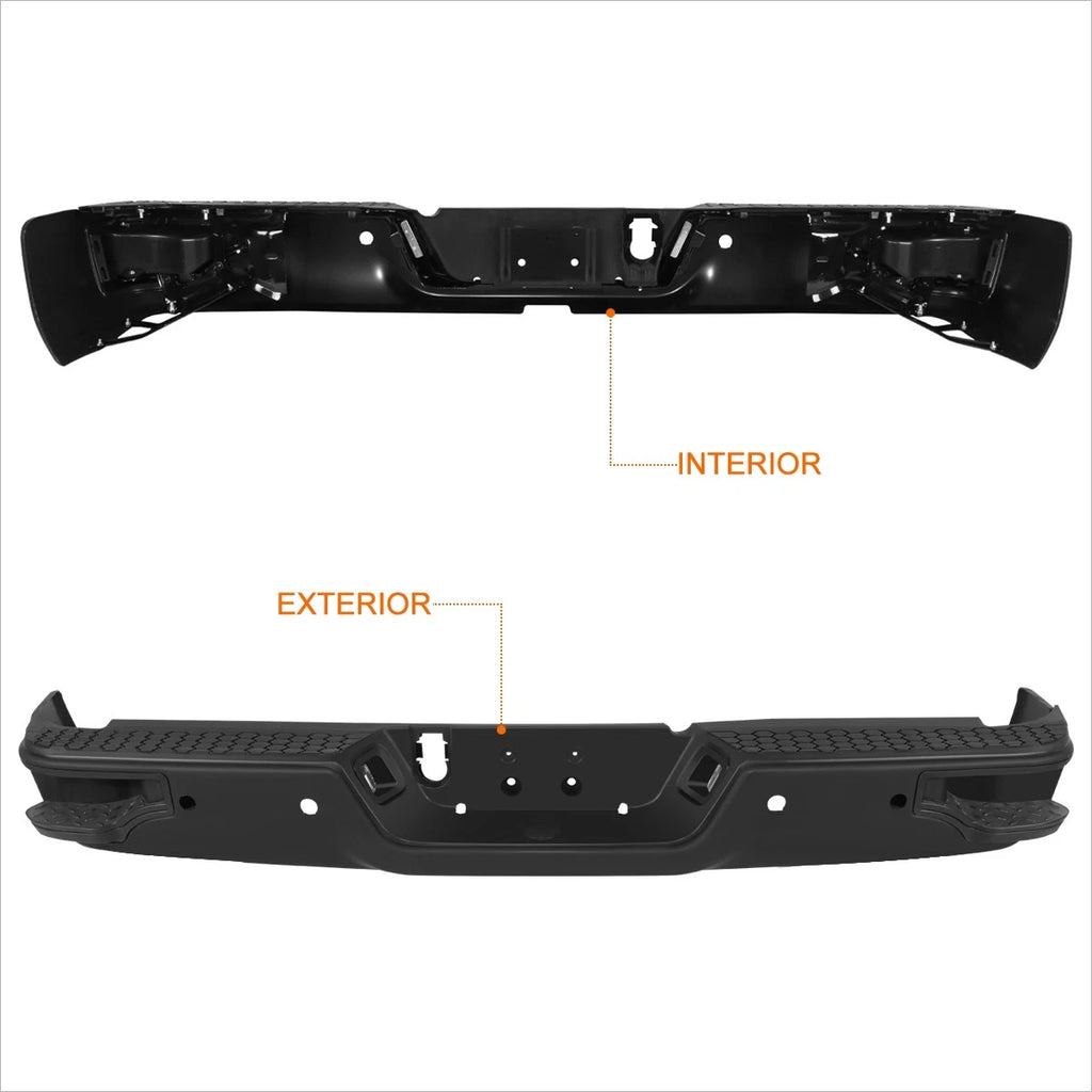 Rear Step Bumper for Dodge RAM 1500 (2009–2023) - Black, W Sensor Holes