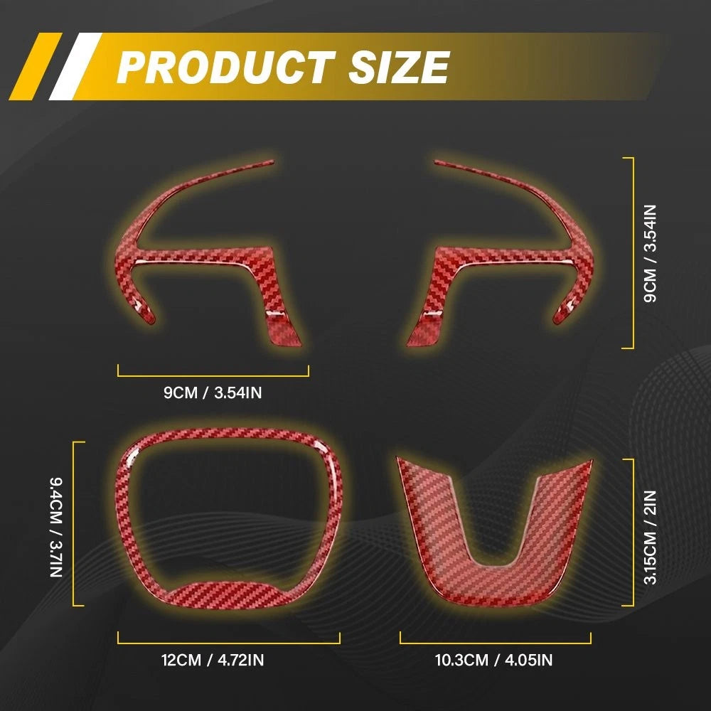 Red Carbon Fiber Interior Steering Wheel Trim for Dodge Challenger (2015–2023) EPY