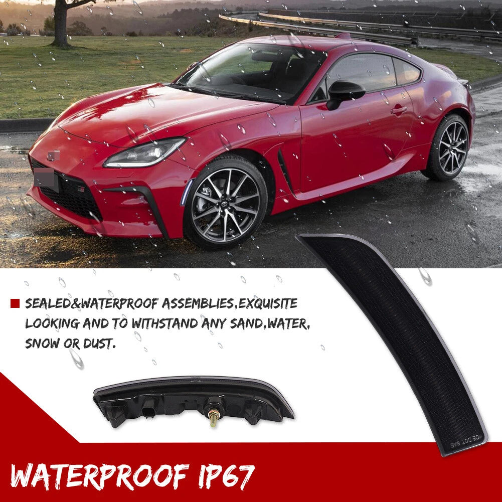 2X Smoked White LED Fender Side Marker Lights for Toyota GR86 Subaru BRZ (2022–2023)