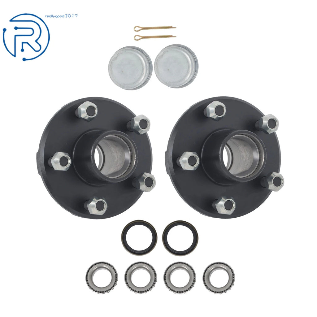Set of 2 Trailer Hub Kit & Bearings for 2000 lbs Spindle (5 on 4.5")