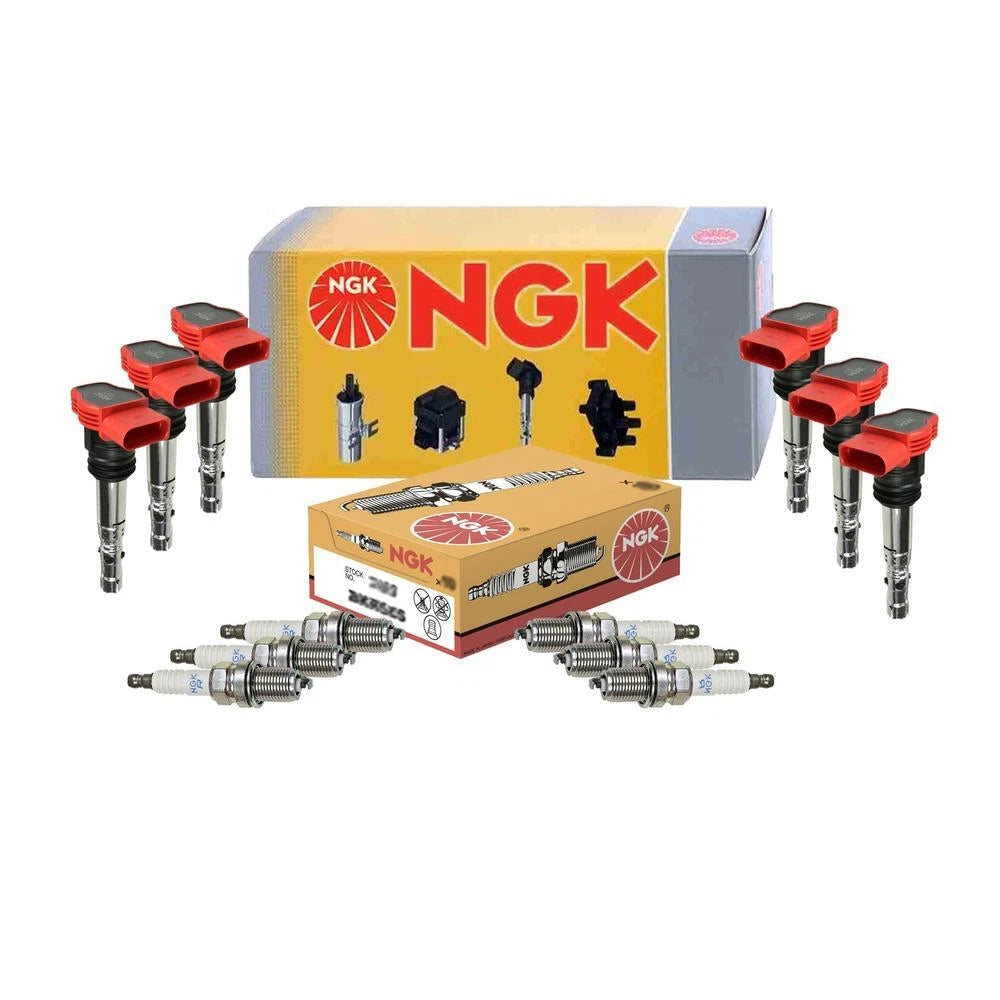 Set of 6 NGK COP Ignition Coils & Spark Plugs for Audi A4 A6 Quattro (2002–2008)