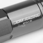 Set of 20 Open End M12x1.5 Gun Metal Aluminum Lug Nuts + Adapter