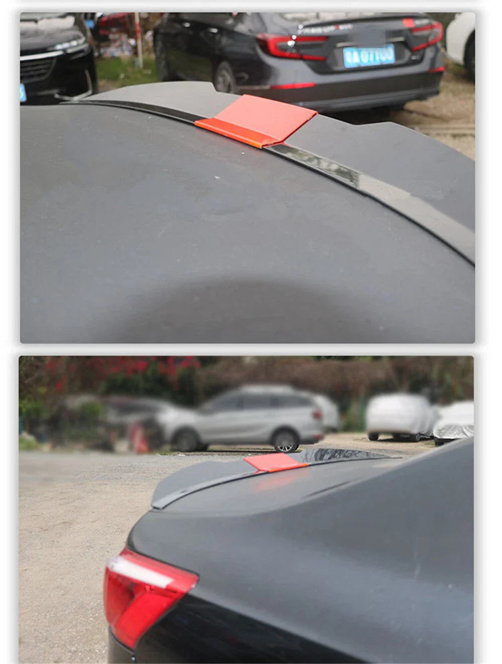 Glossy Black & Red Adjustable Rear Trunk Spoiler Lip for Universal Cars