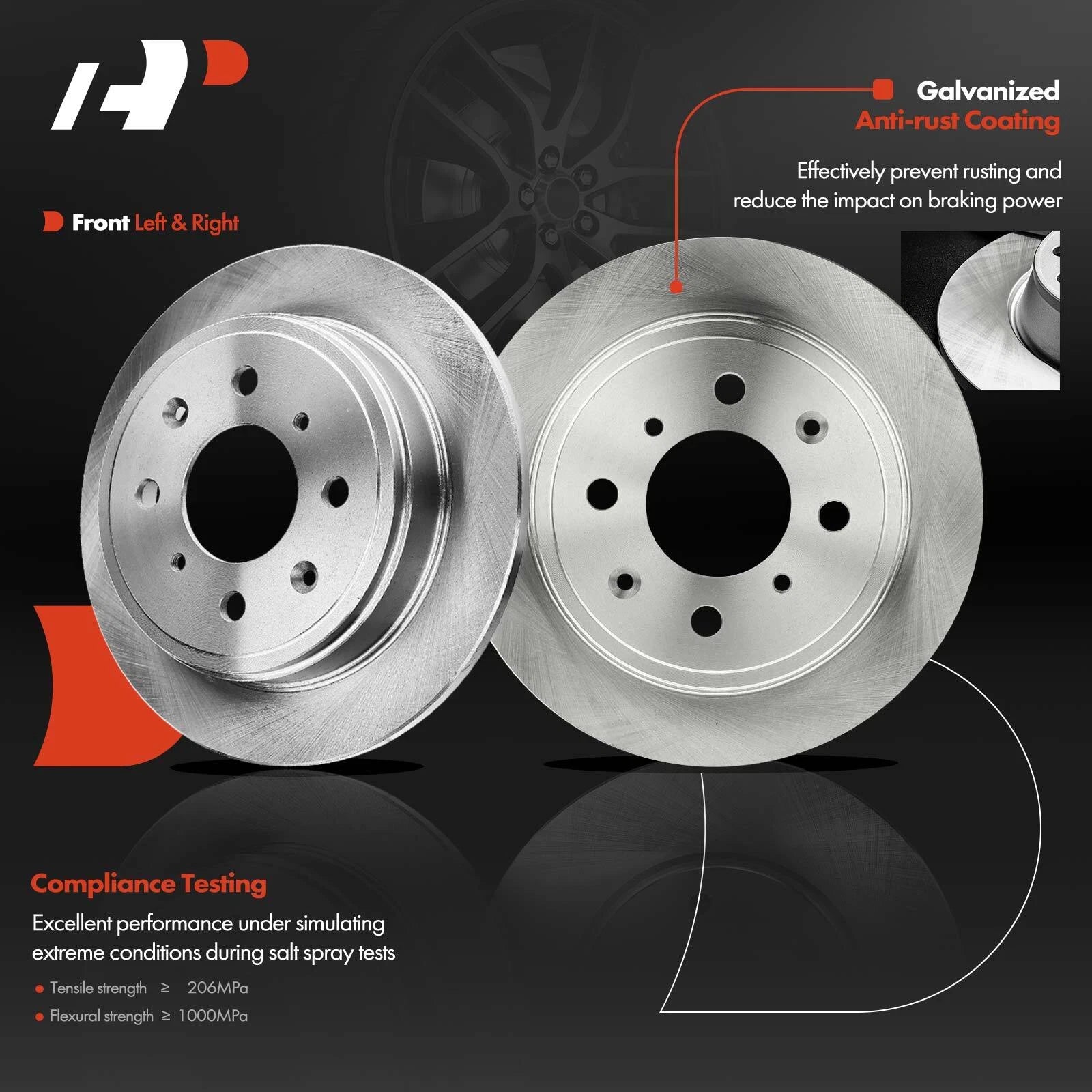 Front & Rear Disc Brake Rotors for Honda Civic (1999-2000)