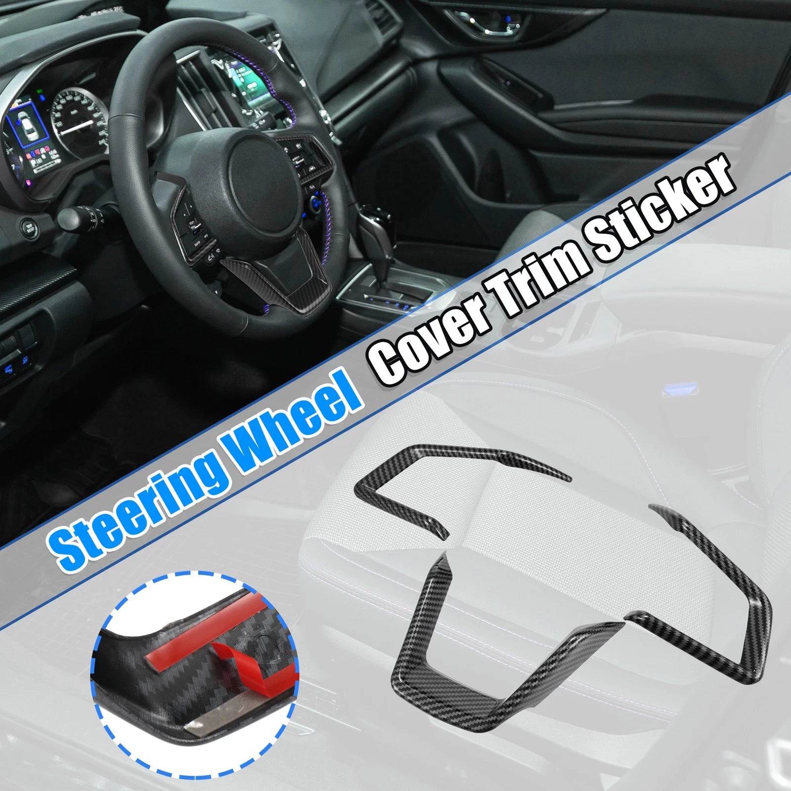 3pcs Black Steering Wheel Cover Trim Set for Subaru Forester Ascent (2019–2021)