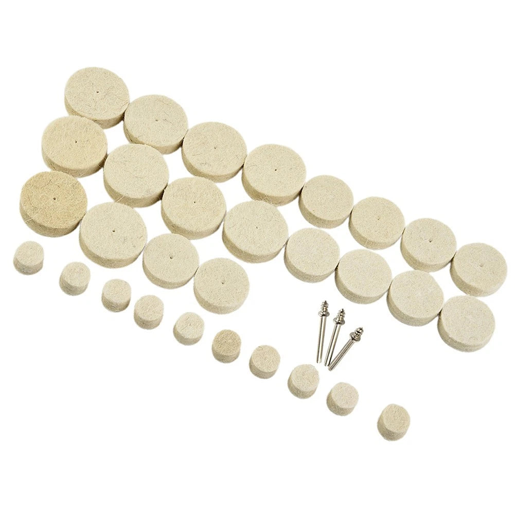 33 Pcs Wool Felt Polishing Buffing Wheel Disc Pad Rotary Tool 3mm