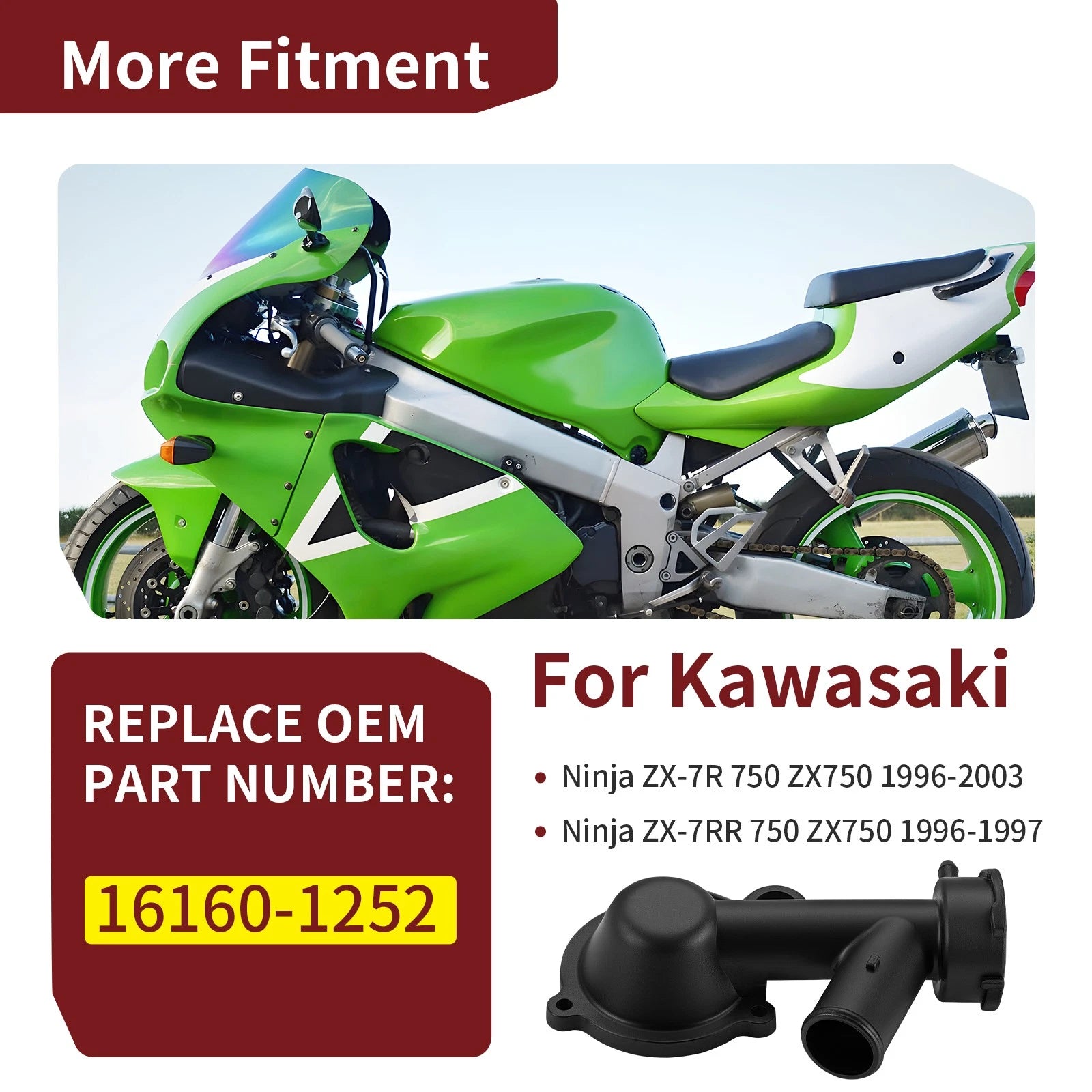 Thermostat Cap Body for Kawasaki Ninja ZX7R ZX7RR (1996–2003) 16160-1252
