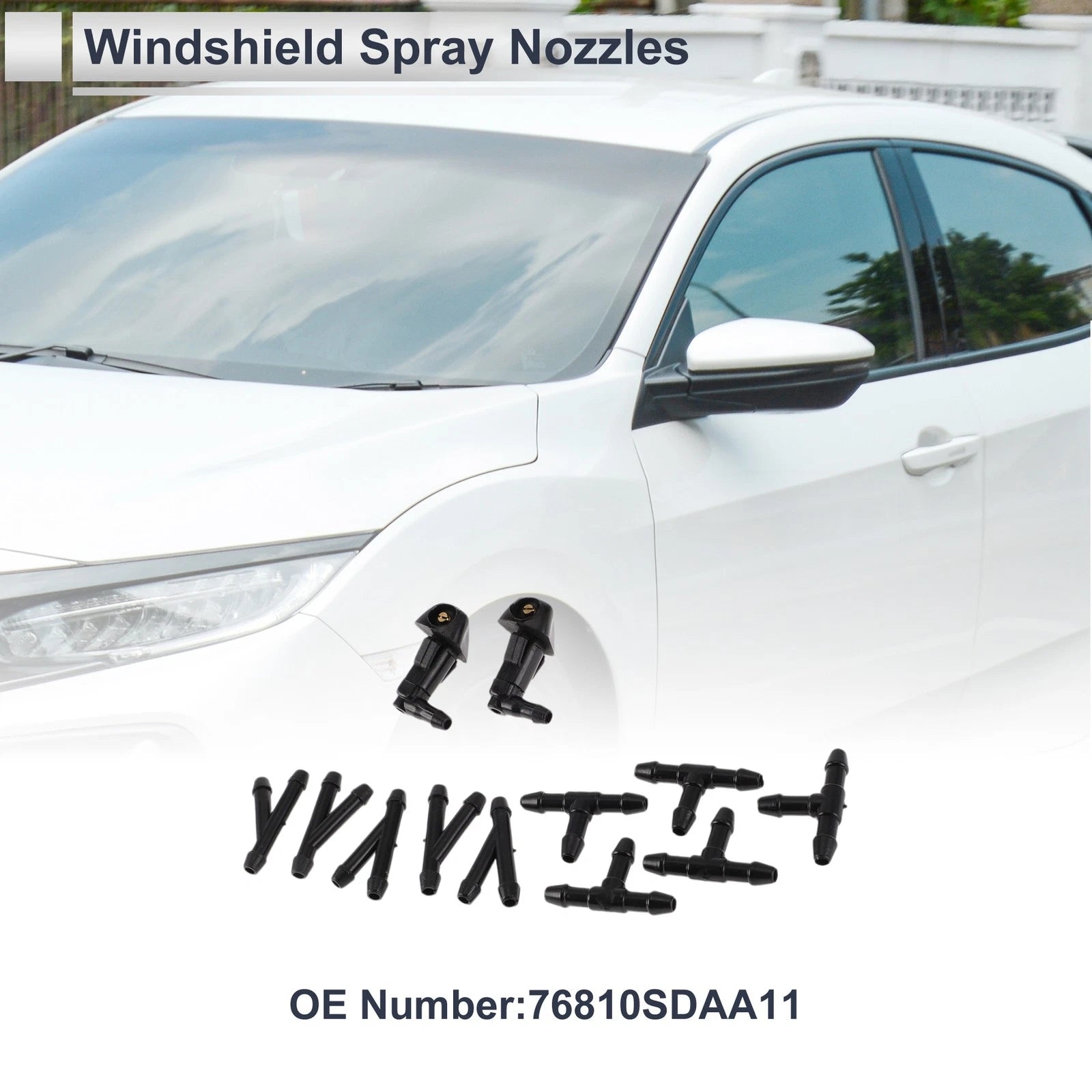 Washer Nozzle Set of 5 w/ Hose Connector for Honda (No. 76810SDAA11)