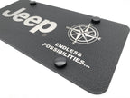 Black License Plate Cover with Jeep Script Logo for Jeep Wrangler (2011–2024)