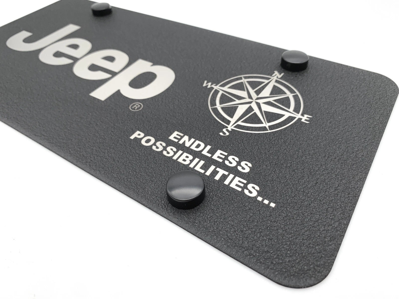 Black License Plate Cover with Jeep Script Logo for Jeep Wrangler (2011–2024)