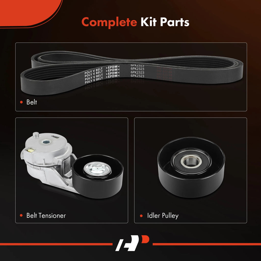 3X Serpentine Belt Drive Component Kit for GMC Envoy, Chevy Trailblazer (2002–2009)