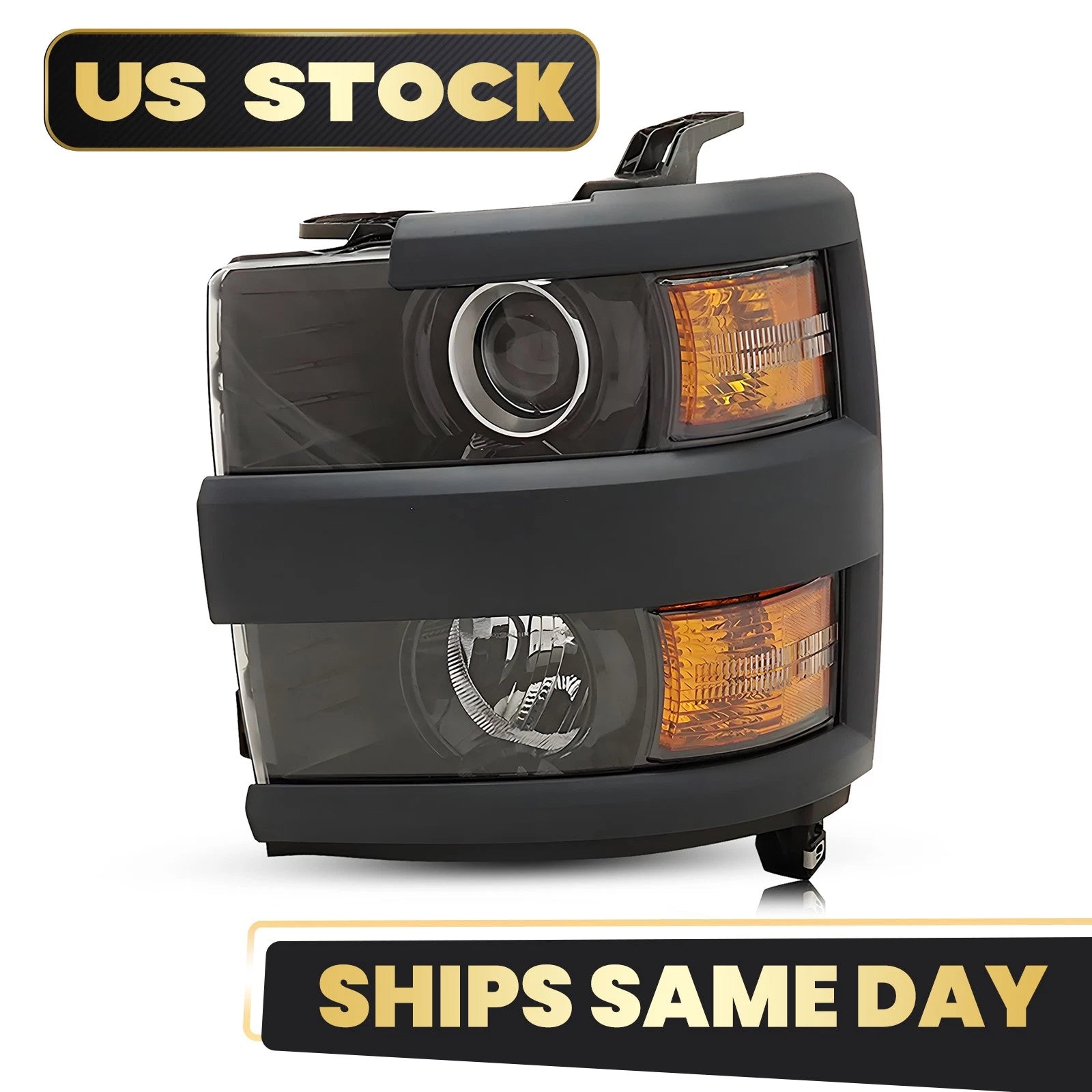 Halogen Headlight with Bulb Driver Left for Chevy Silverado 2500 3500 HD (2015–2019)