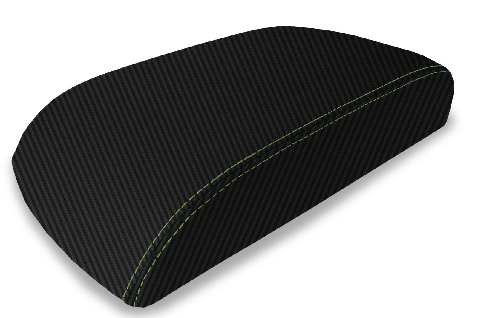 Console Lid Armrest Cover for Ford Explorer (2011–2019) Carbon Fiber Green Stitch