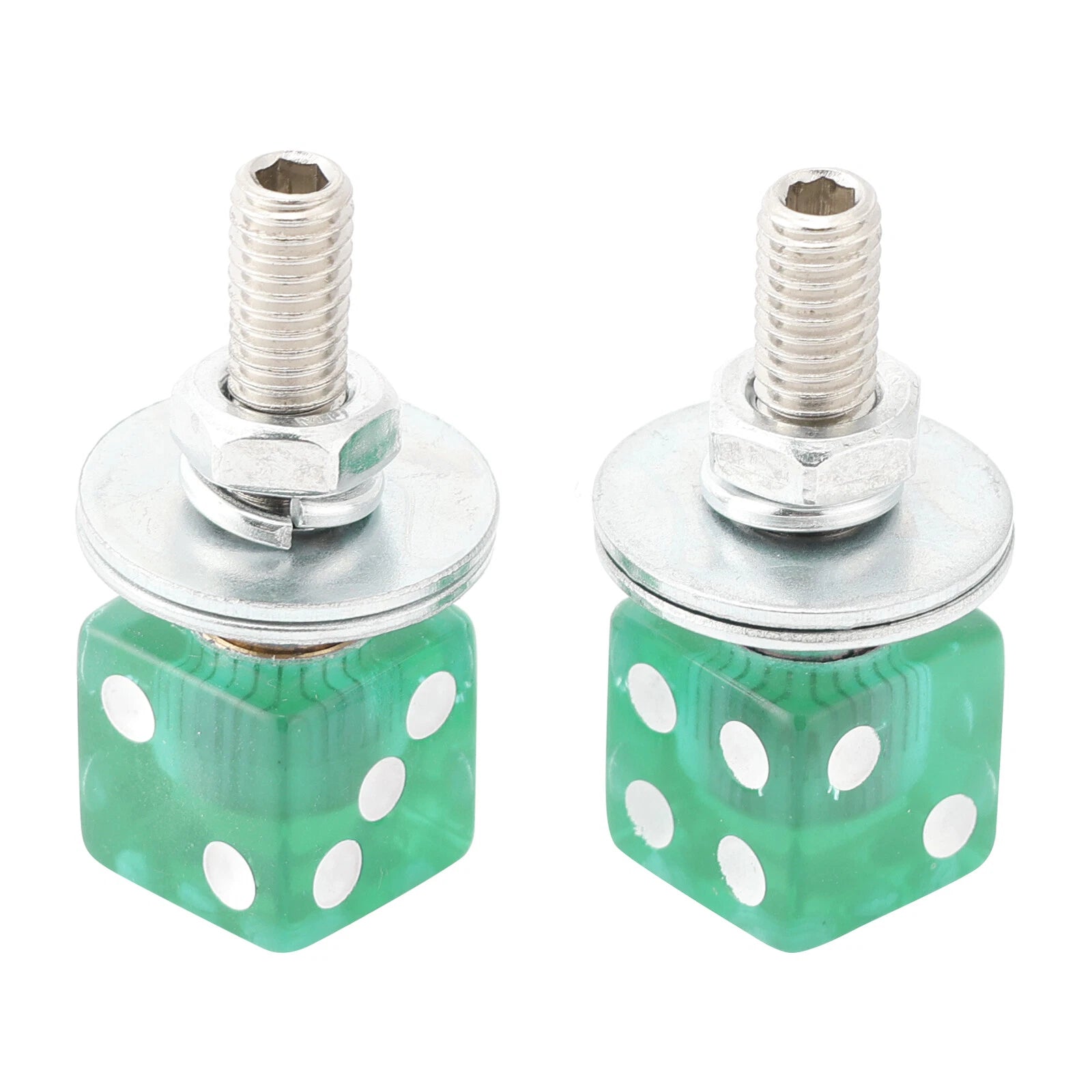 2X Green Dice License Plate Bolts for Motorcycle Bike