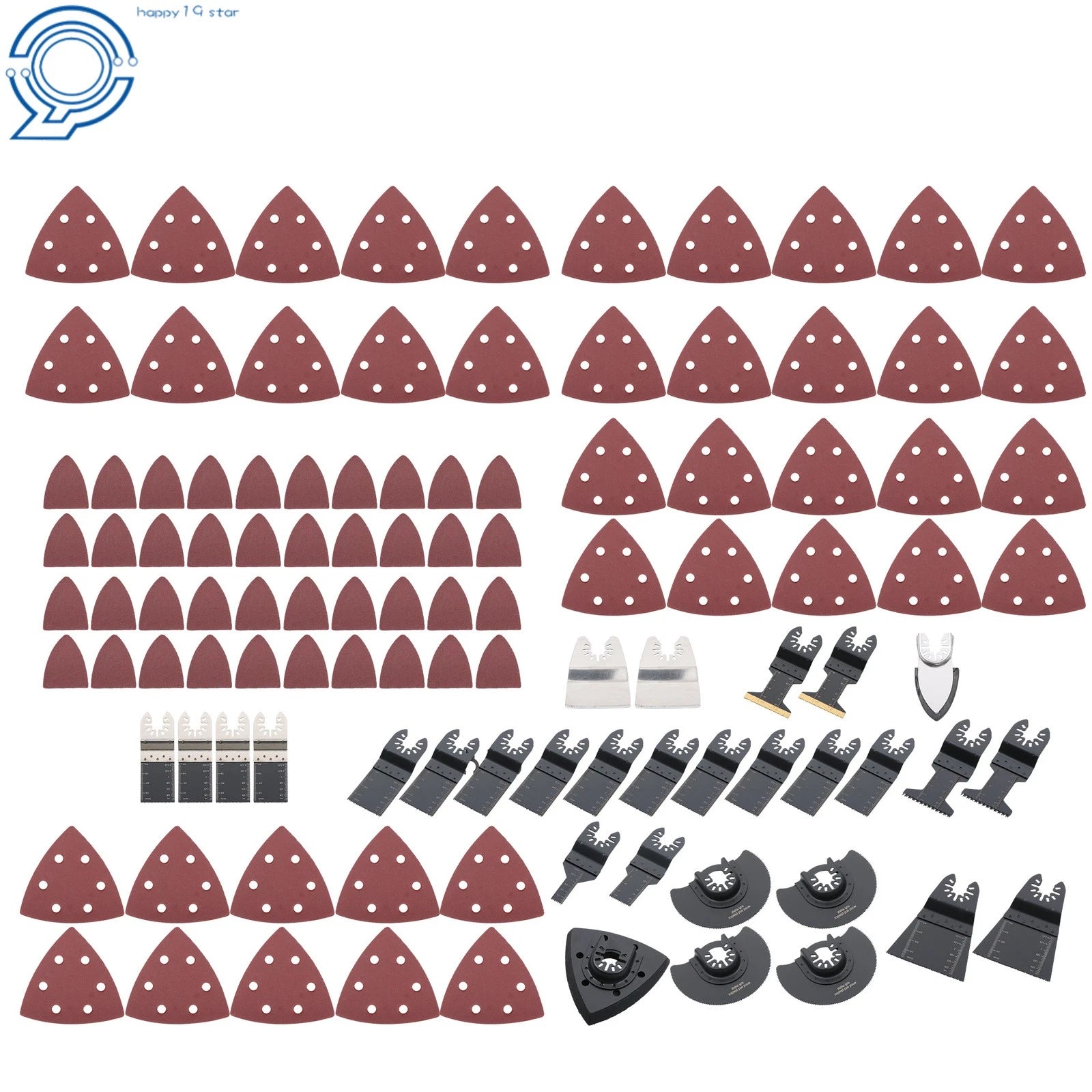 113PCS Oscillating Tool Blades & Sandpapers for Wood Metal Plastics