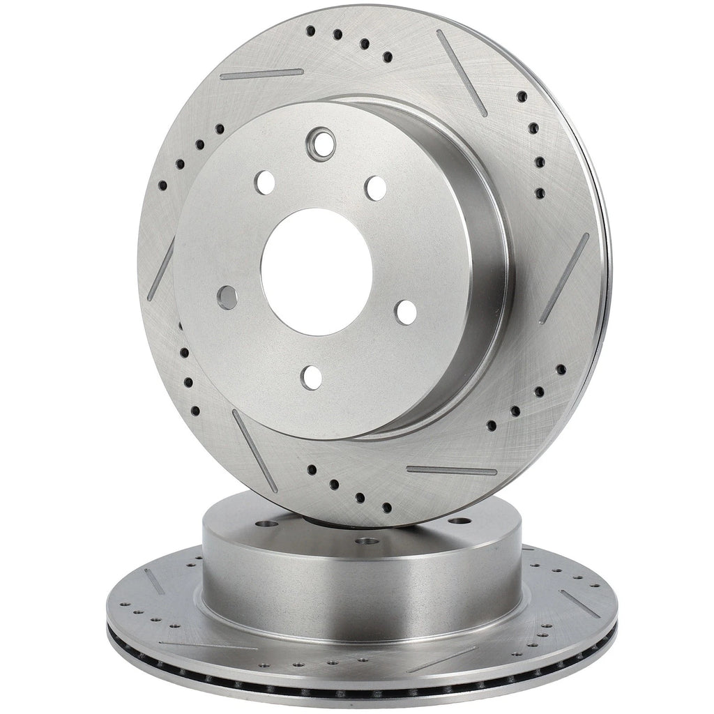 Rear Brake Drilled & Slotted Rotors & Ceramic Pads for Infiniti G35 (2003–2004)