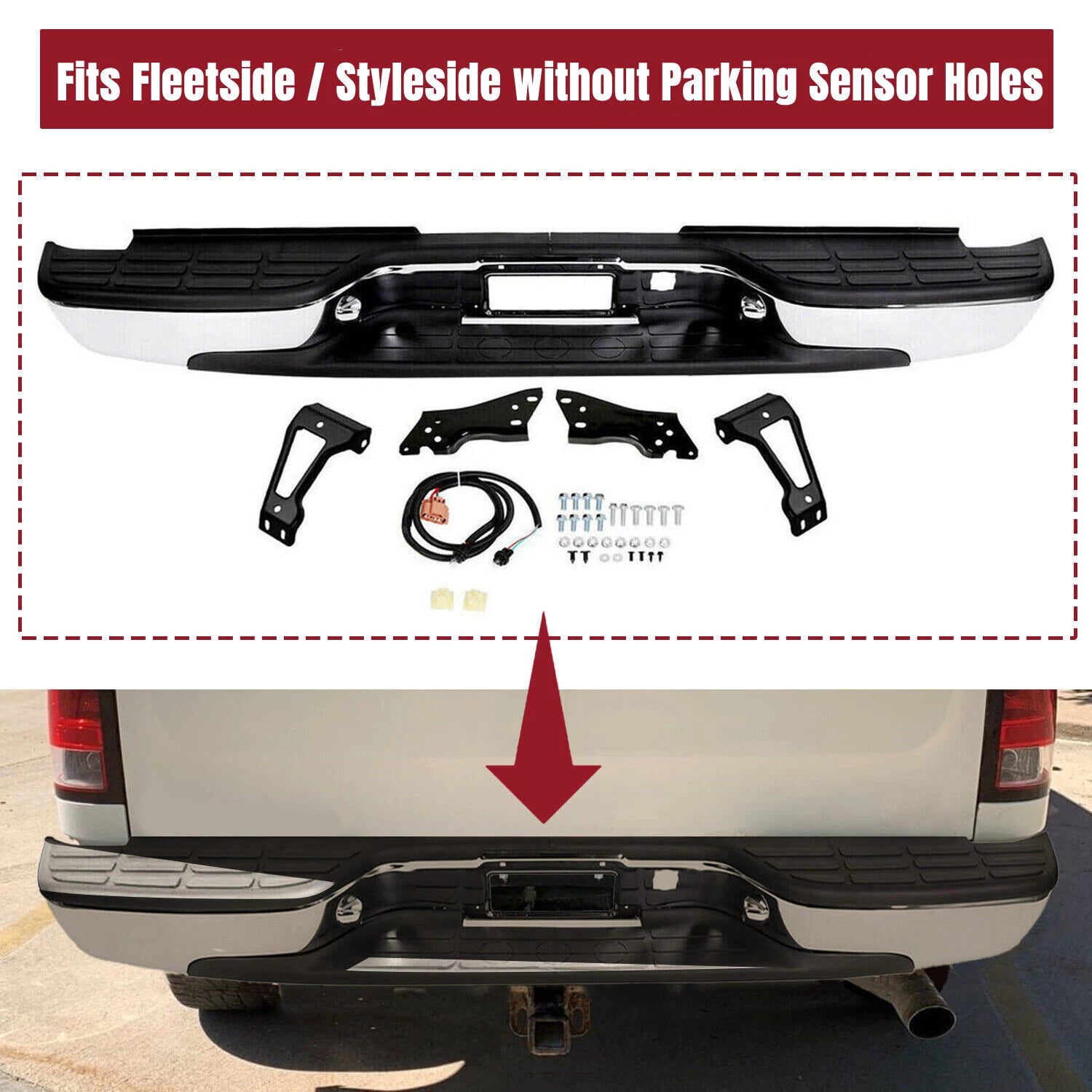 Steel Rear Step Bumper Assembly for Chevy Silverado GMC Sierra 1500 2500 (1999–2007)