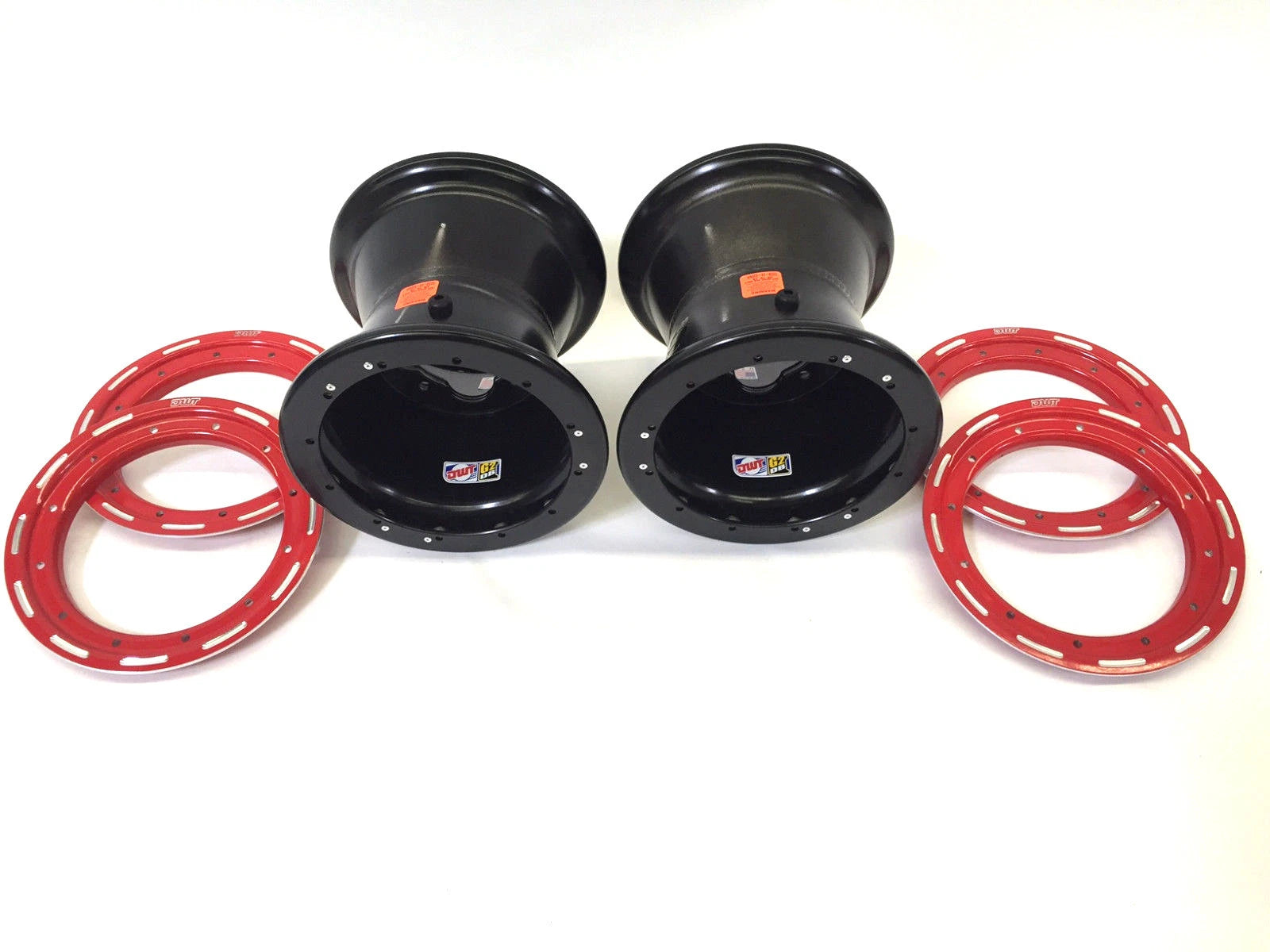 Set of 2 DWT G3 Black Red Rear Dual Beadlock Rims Wheels 9" 9X9 4/115 for YFZ450 Banshee (2004–2023)
