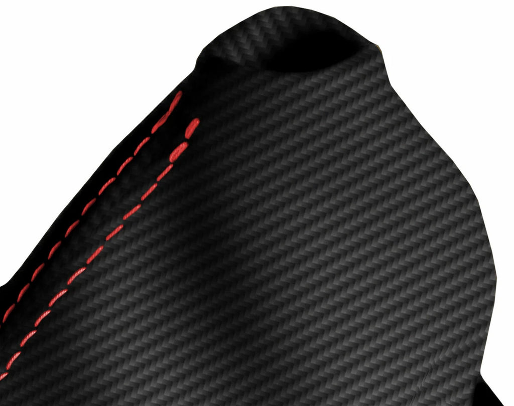 Carbon Fiber Automatic Shift Boot Cover for BMW E60 (2004–2007) Red Stitch