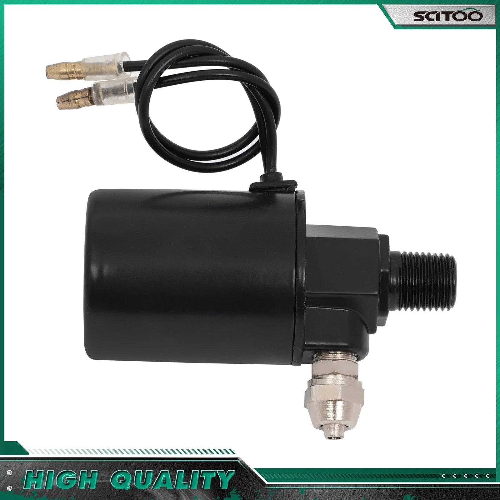 1/4" NPT Electric Air Valve Solenoid for Train Horn 200 PSI 12V Black