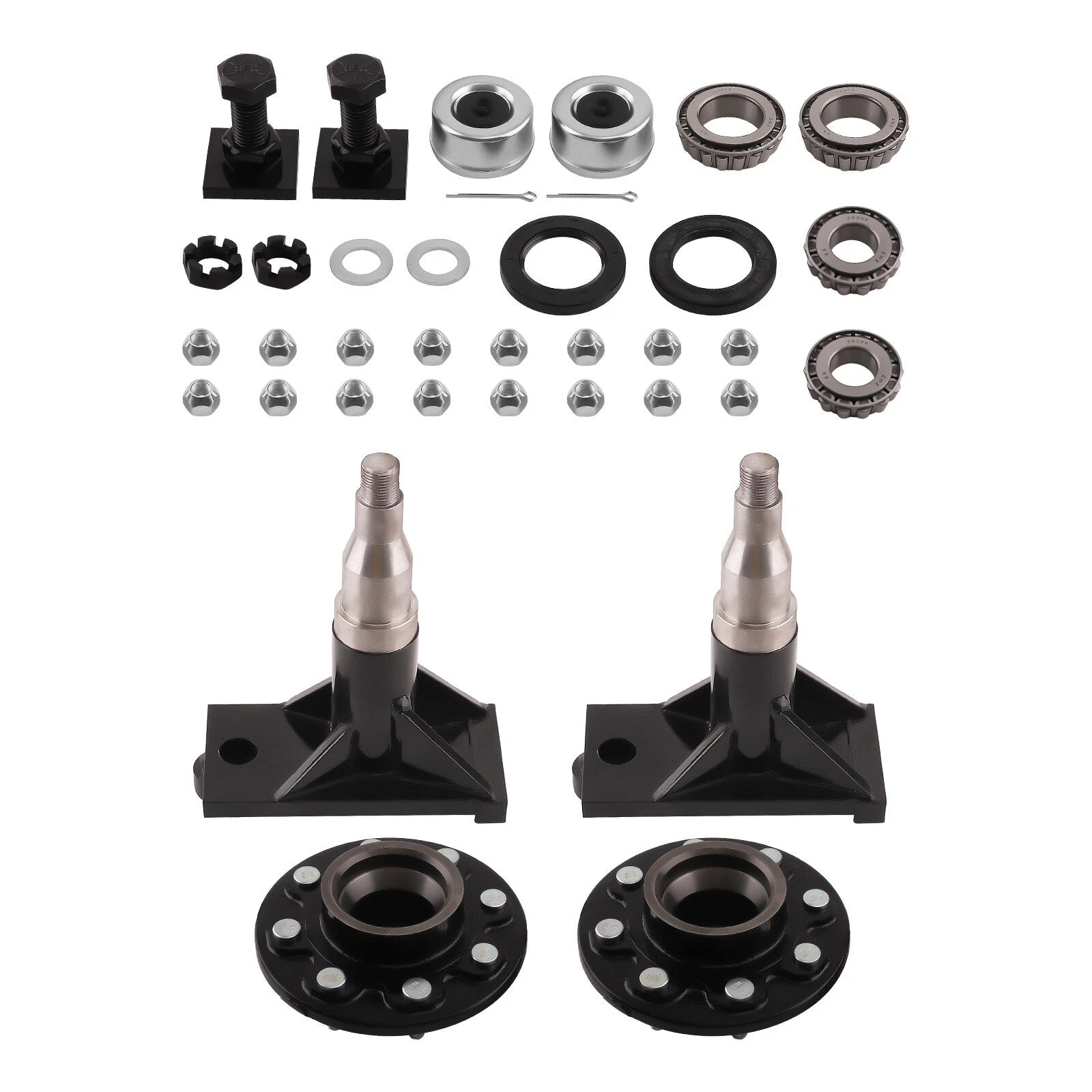 Set of 8 Steel & Cast Iron 6.5 Lug Wheels for Shipping Container (8000LB)