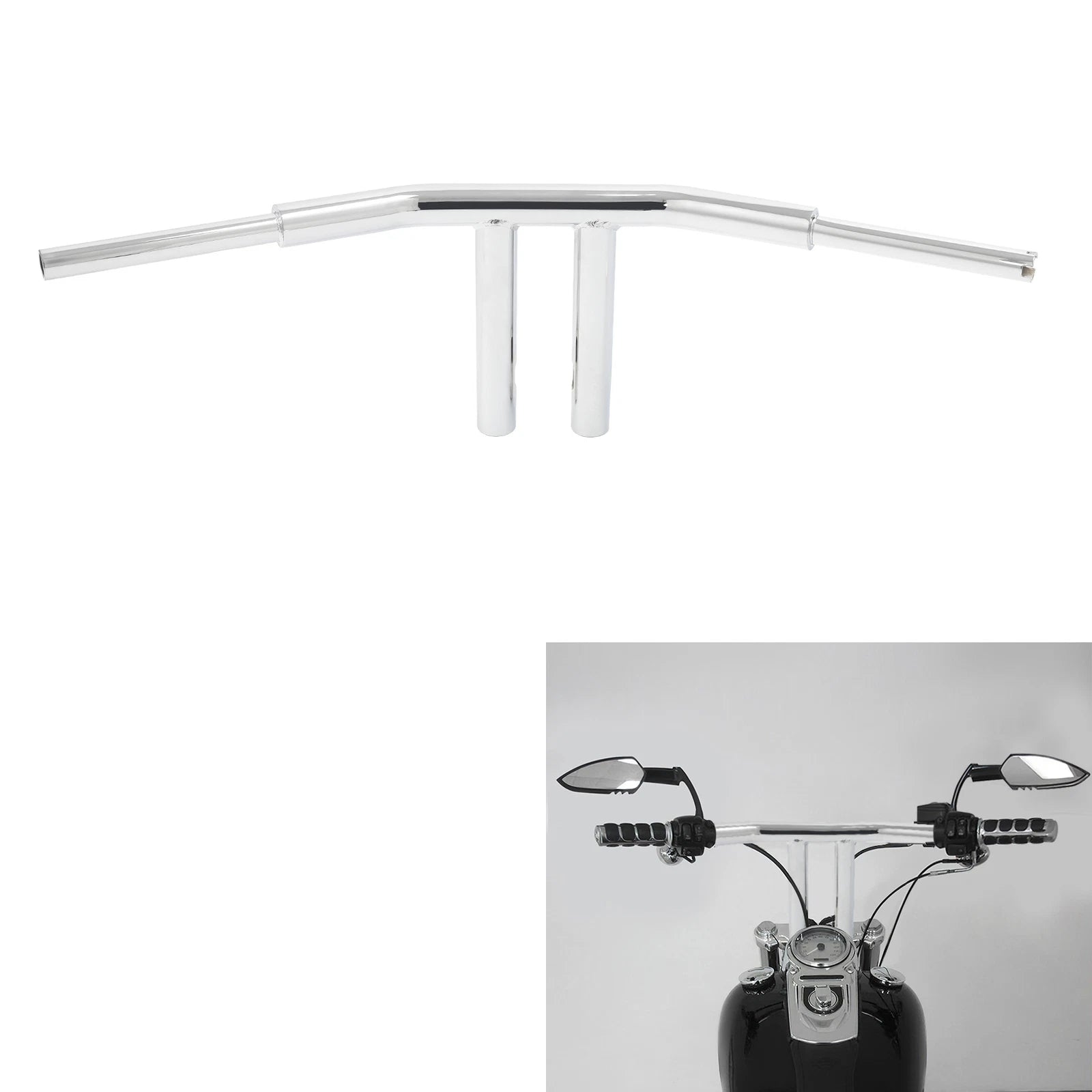 Chrome 10" Rise T-Bar Handlebar for Harley Softail Low Rider (2018–2023)