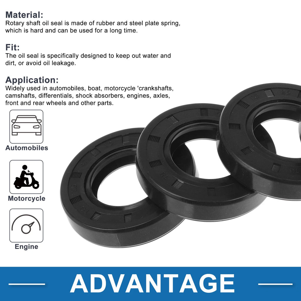 Set of 5 Oil Seal Rotary Shaft Seal 25x47x10mm Nitrile Rubber