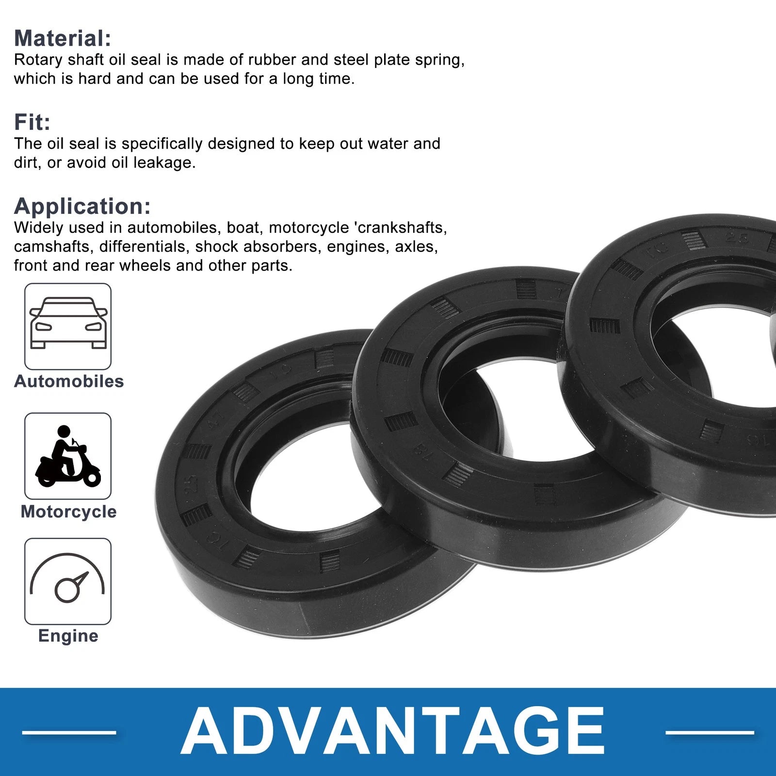 Set of 5 Oil Seal Rotary Shaft Seal 25x47x10mm Nitrile Rubber