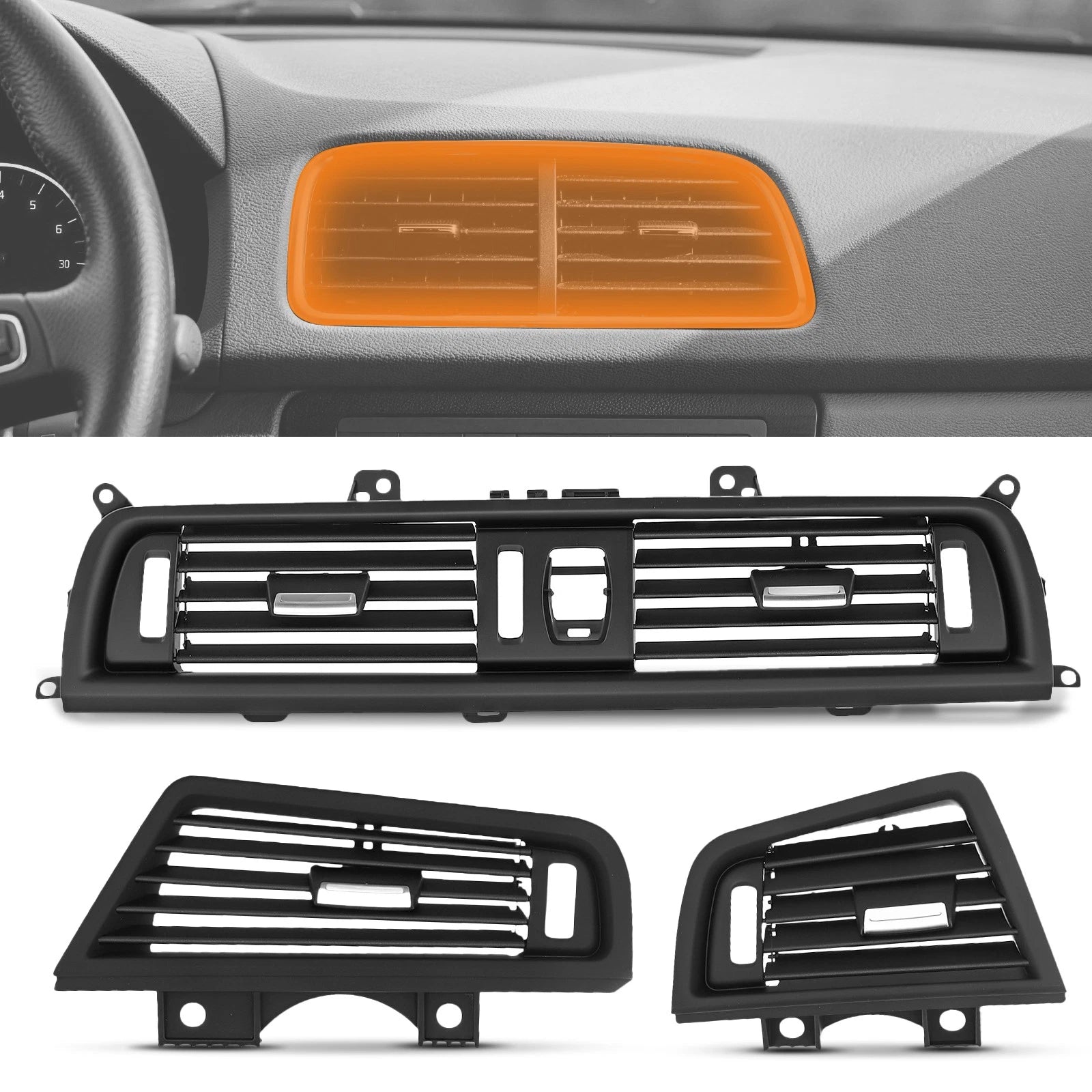 3PC Front Air Dash Center Vent AC Grille for BMW 520i 528i 535i (2001–2010) 64229166884