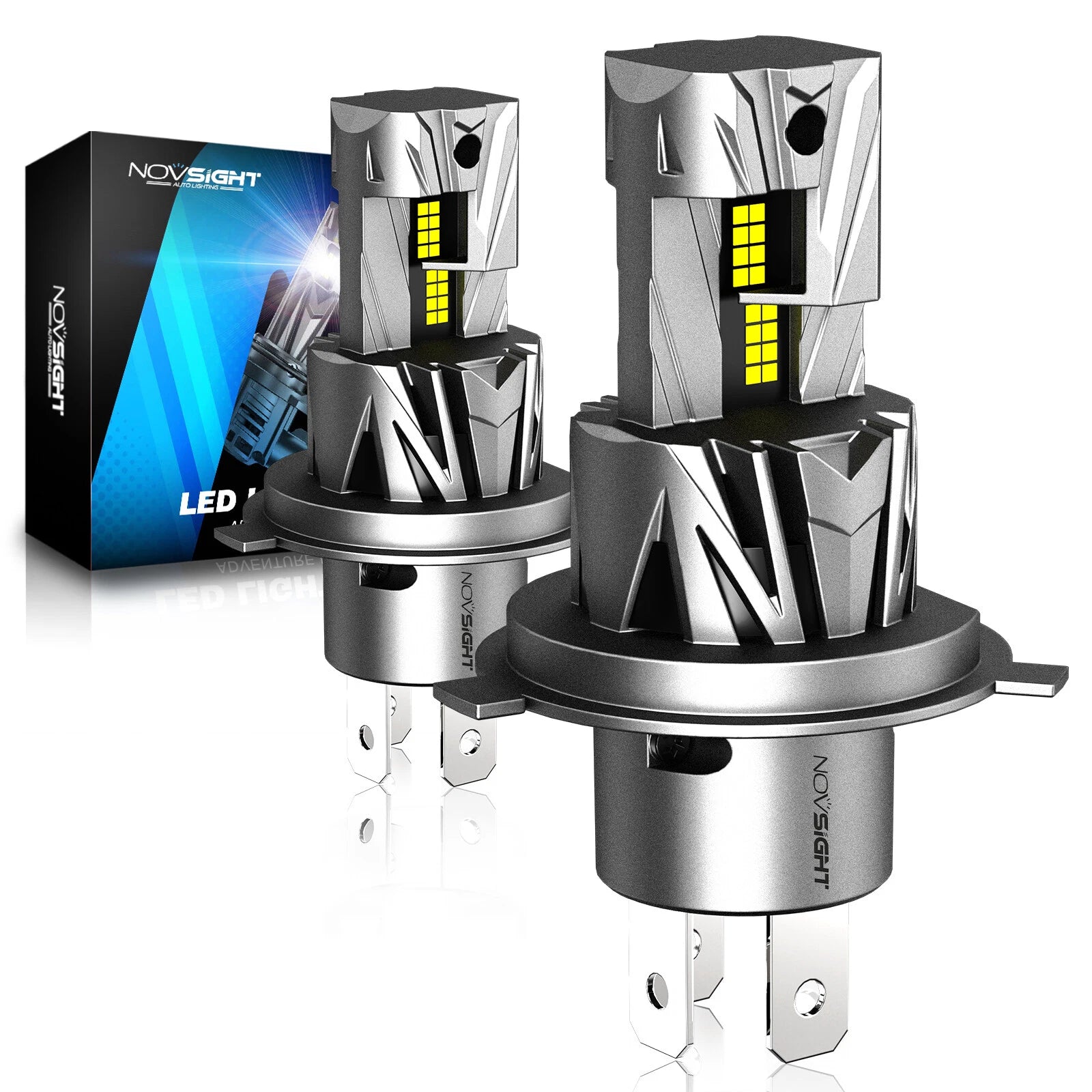 2X H4 LED Headlight Bulbs for NOVSIGHT Conversion Kit (18000LM, 70W)