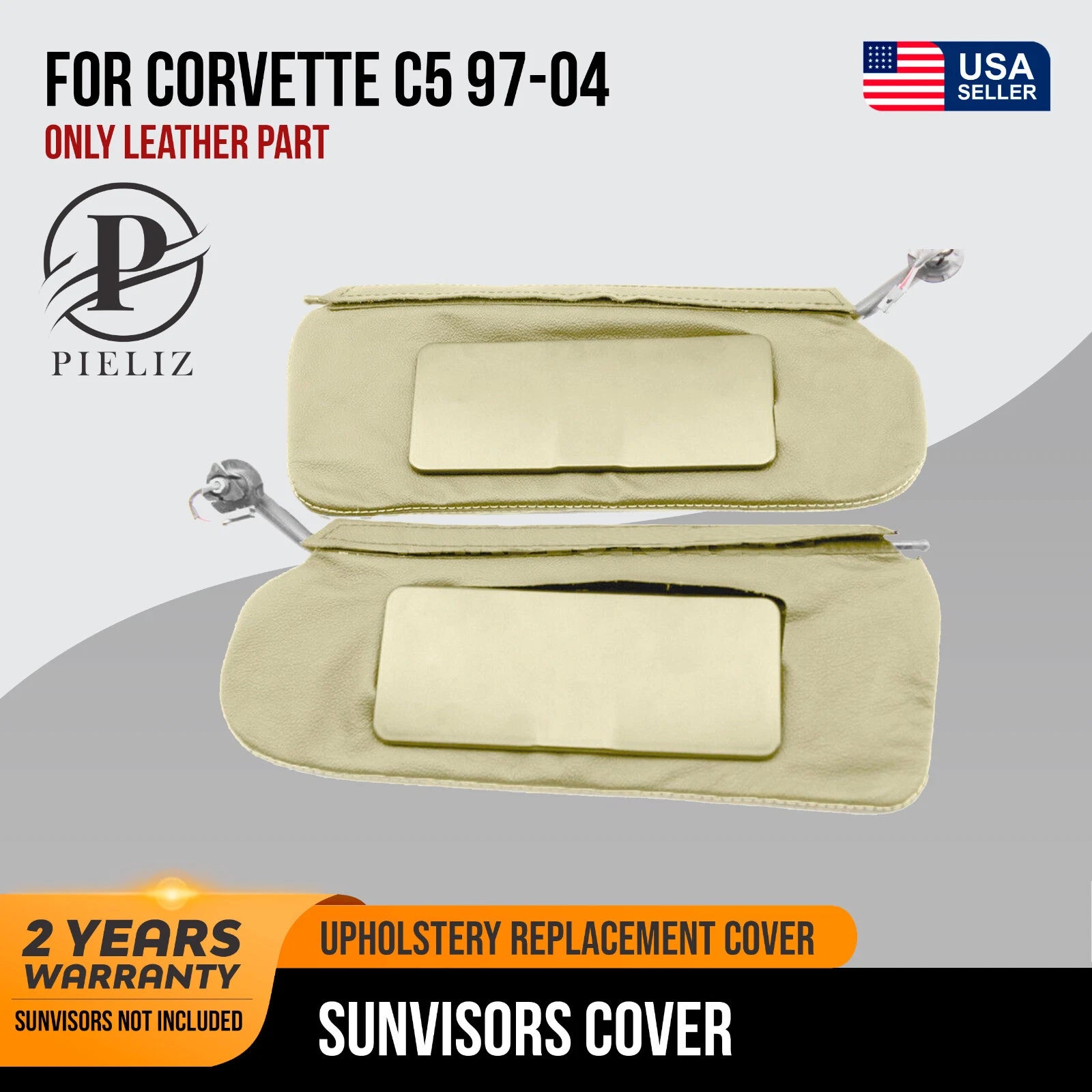 Set of 2 Sunvisor Covers for Corvette C5 (1997–2004) - Beige Leather