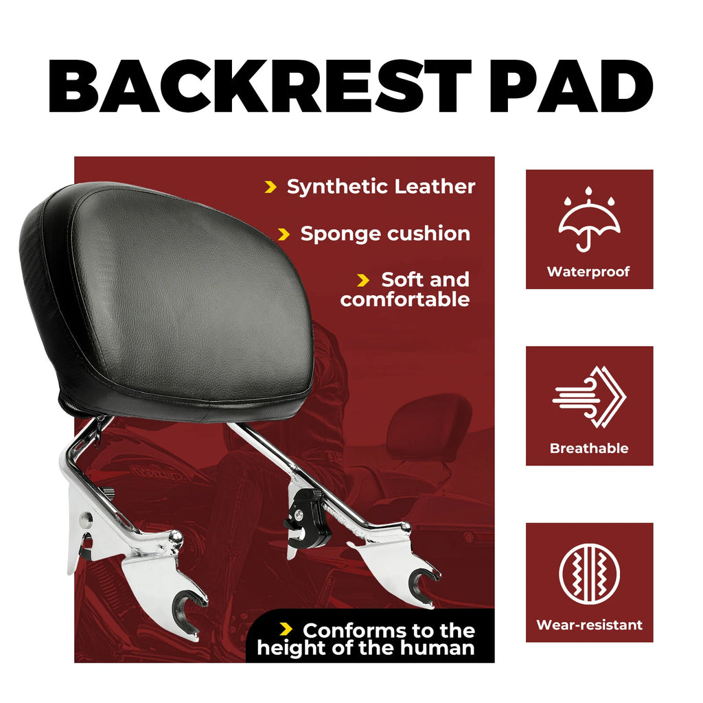 Detachable Low-Profile Backrest Sissy Bar for Harley Touring (2009–2024)