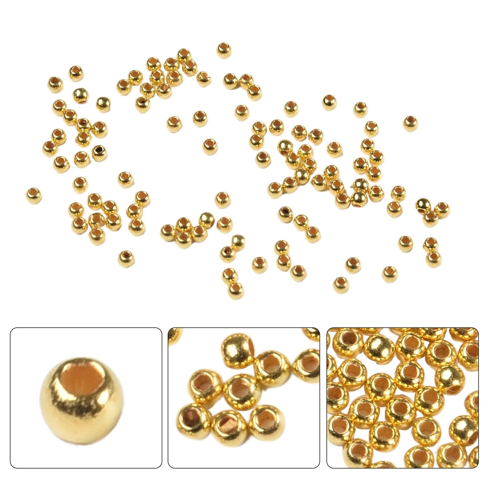 100pcs Fly Tying Beads Set in Gold and Silver for Fishing Flies