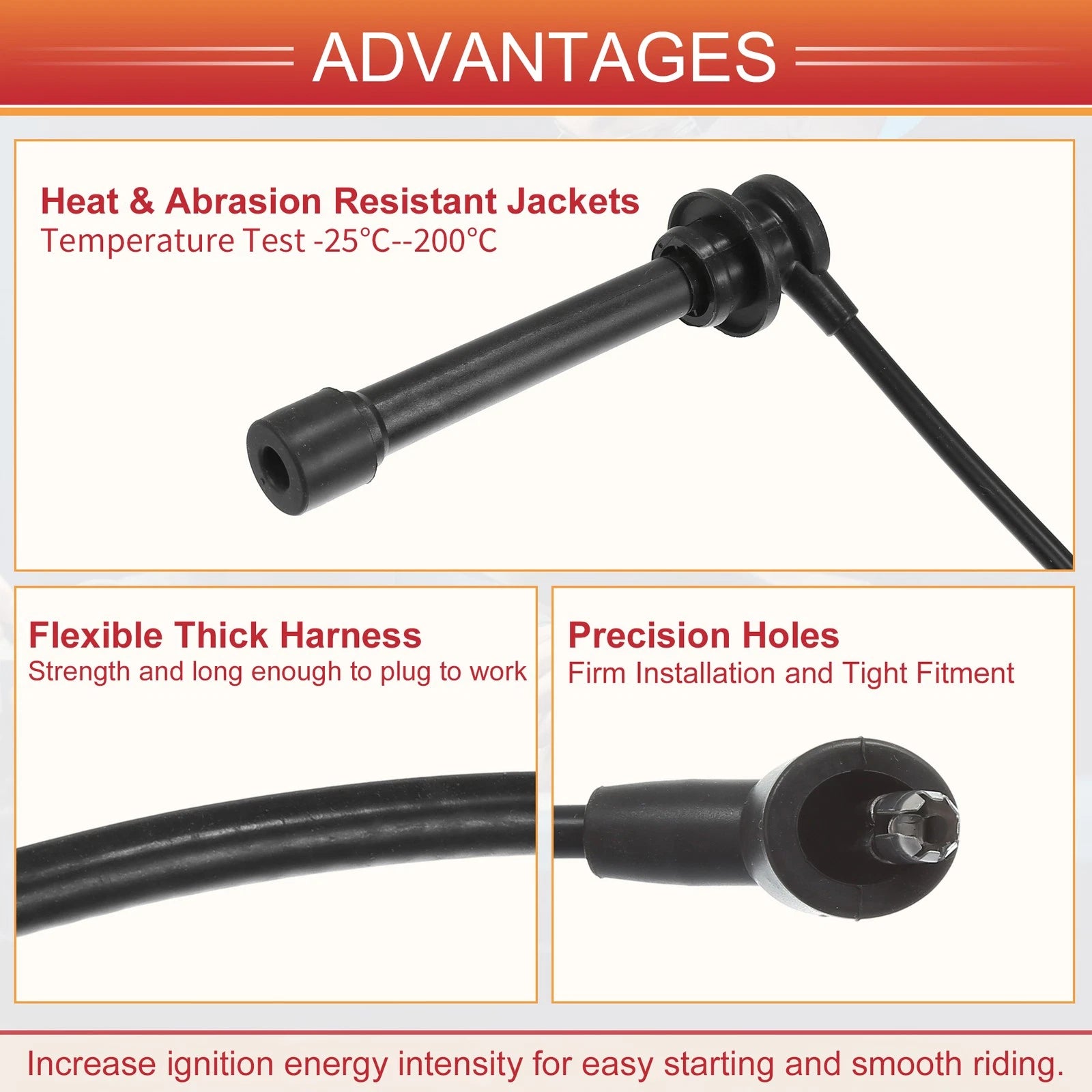 Set of 4 Spark Plug Wire Ignition Coil Cables No.224409Z060 for Nissan Frontier 