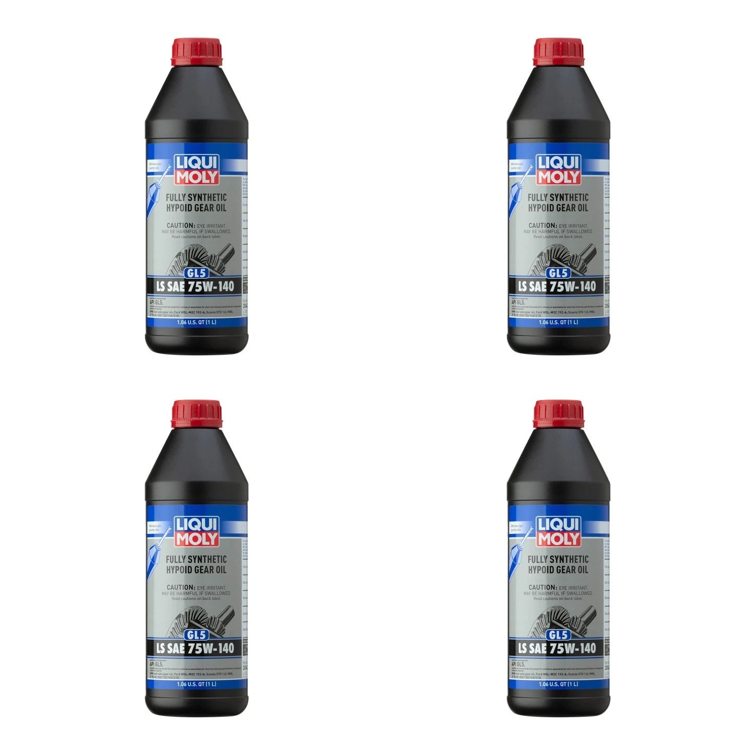 Set of 4 Liqui Moly 1L Fully Synthetic Hypoid Gear Oil GL5 LS SAE 75W-140 for vehicles