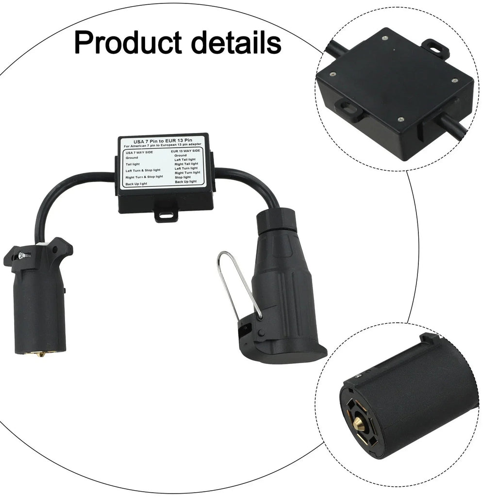 13-Pin Trailer Light Converter 7-Way Connector for Vehicles