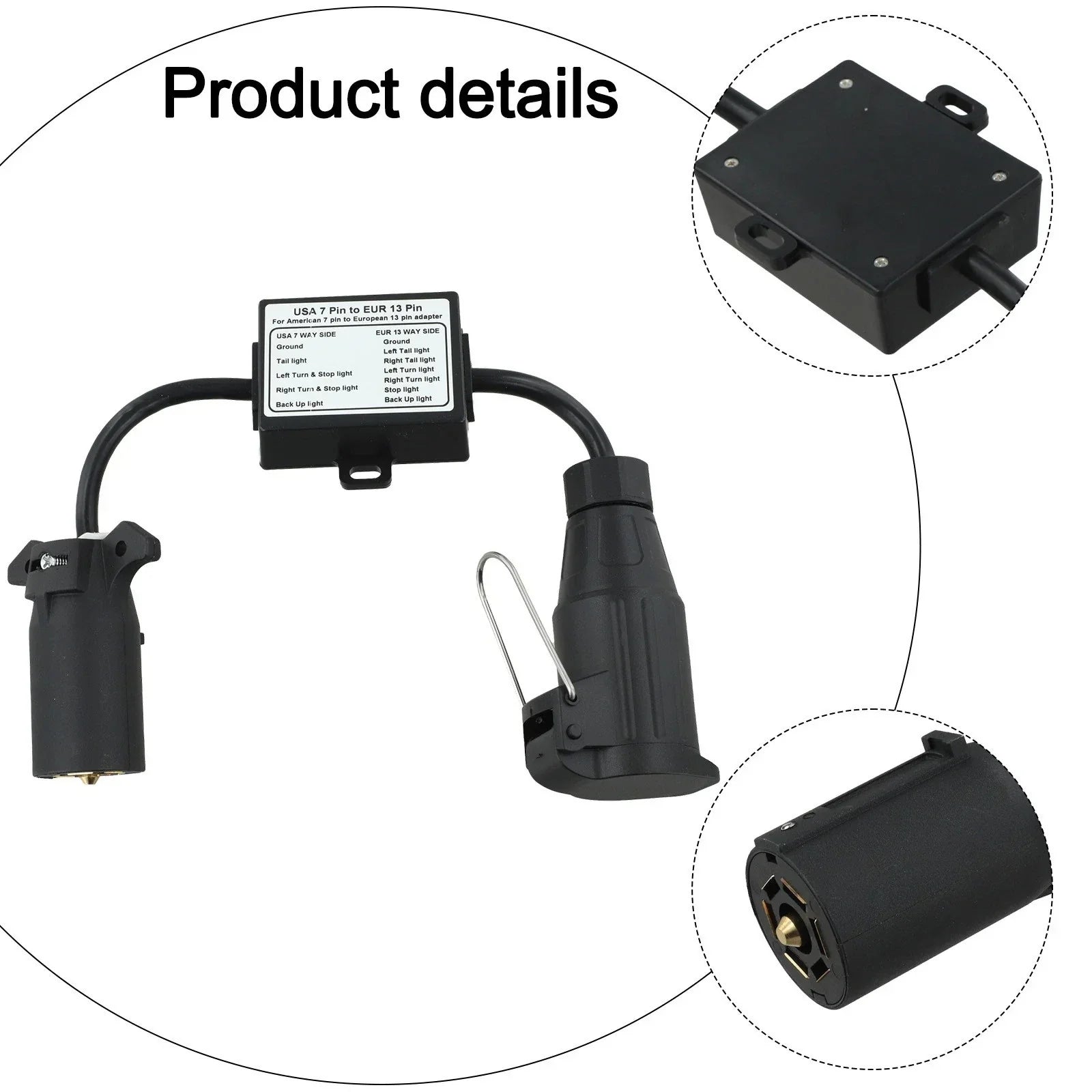 13-Pin Trailer Light Converter 7-Way Connector for Vehicles