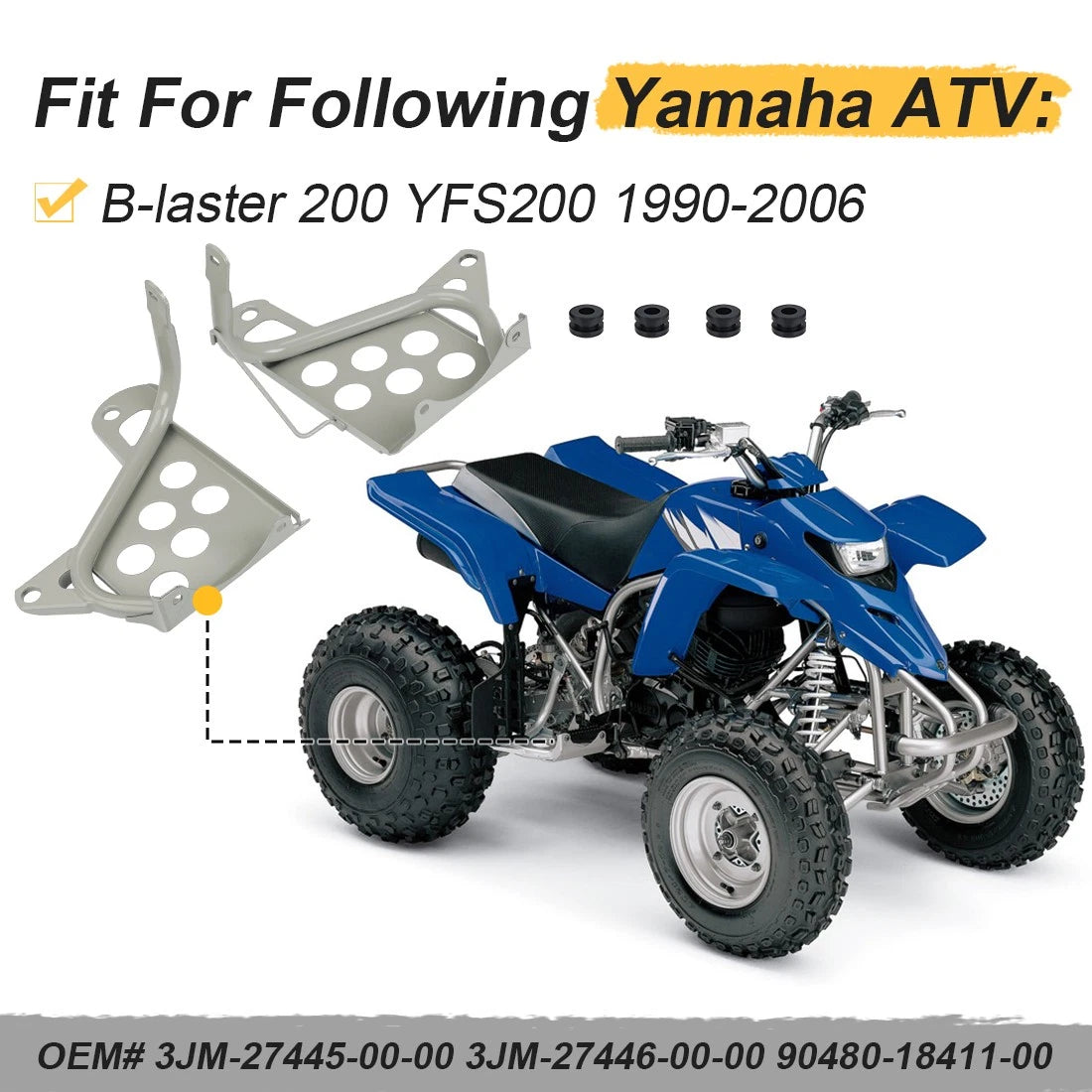 Silver Heel Guards for Yamaha Blaster YFS200 (1988–2006) Left + Right