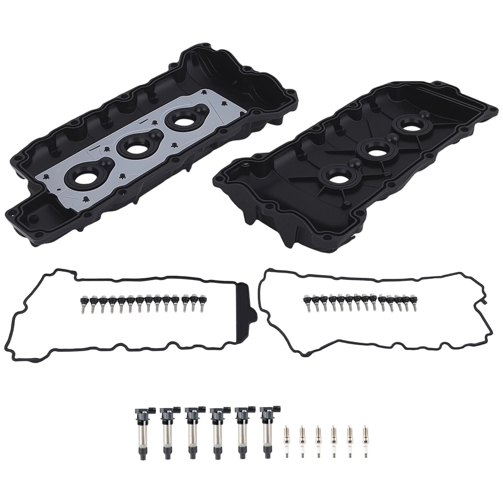 2 Valve Covers + 6 Coils for Cadillac CTS ATS SRX XTS (2010–2019)