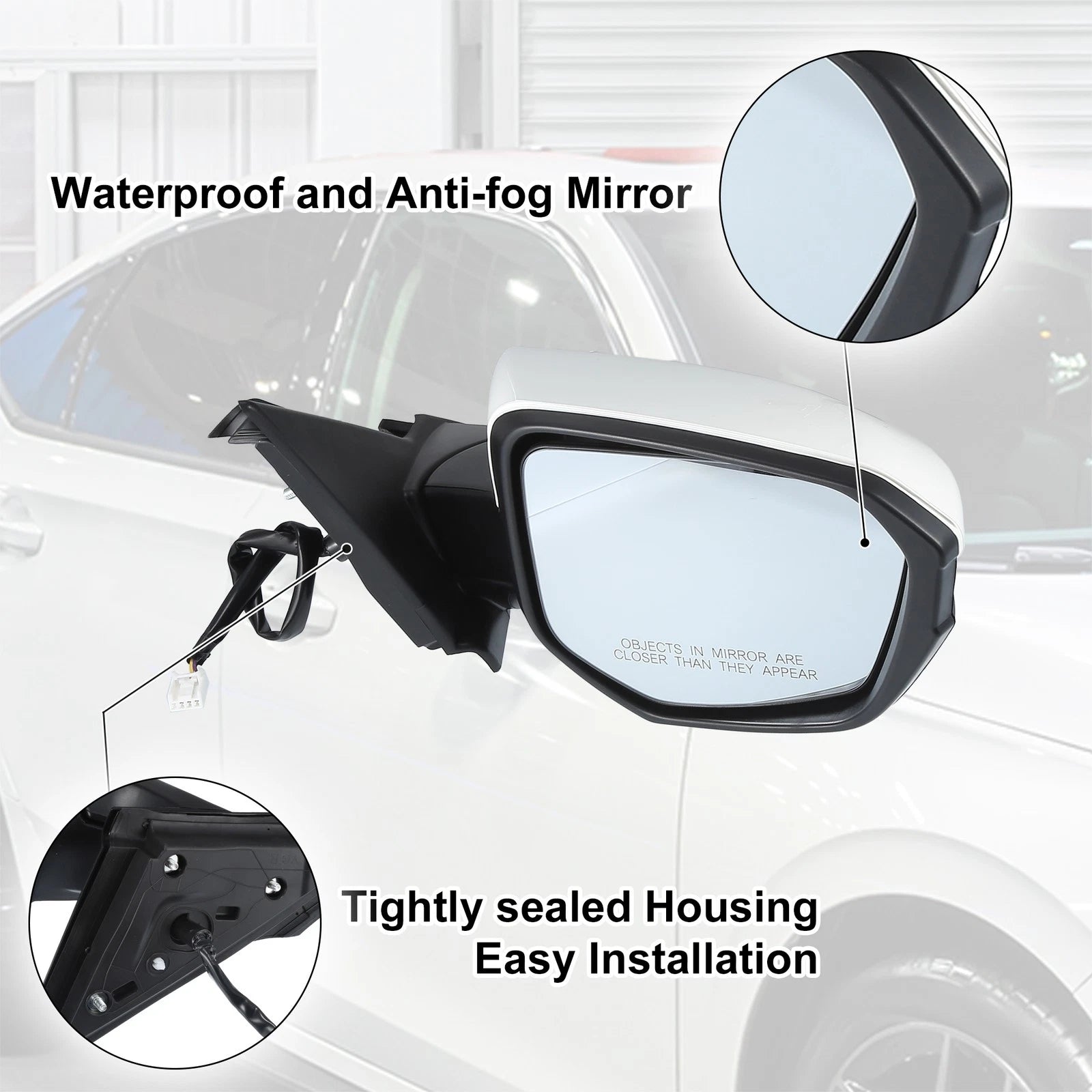 3 Pin Right Side Door Mirror Assembly for Honda Civic (2016–2021)