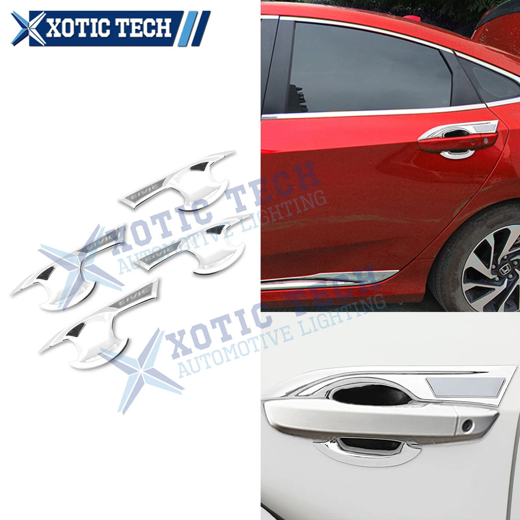 Chrome ABS Exterior Side Door Handle Bowl Bezel Trim for Honda Civic (2016–2021)