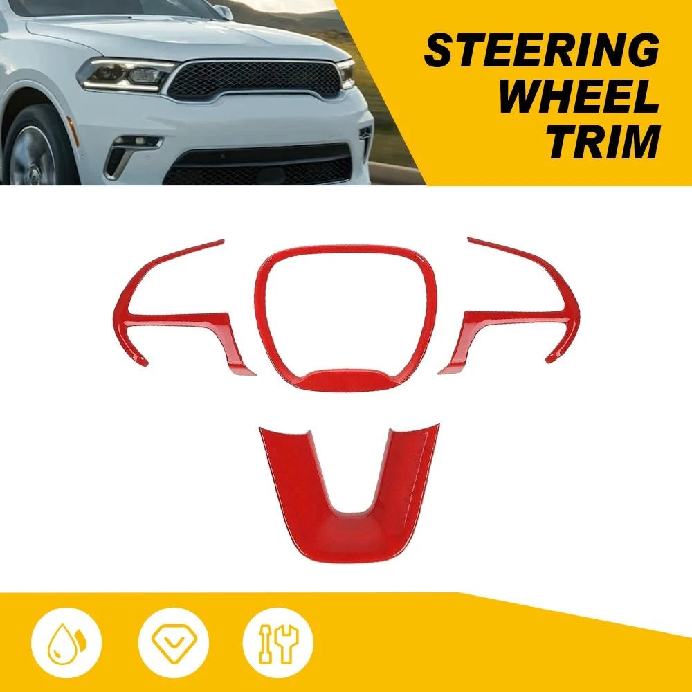Steering Wheel Decor Cover Trim Red for Dodge Charger (2015–2023)