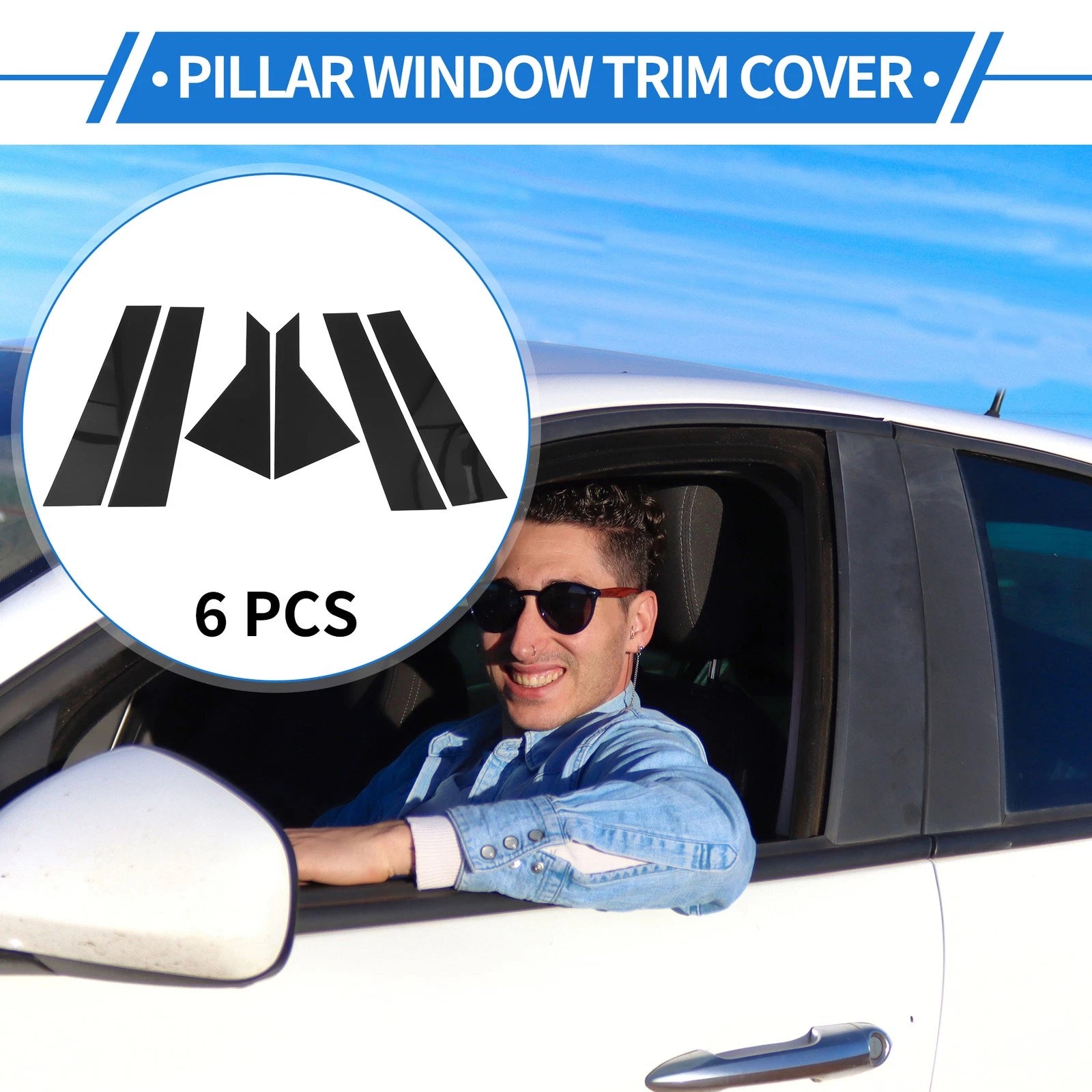 Set of 6 Door Pillar Window Trim for Kia Forte K3 (2019–2024) Black