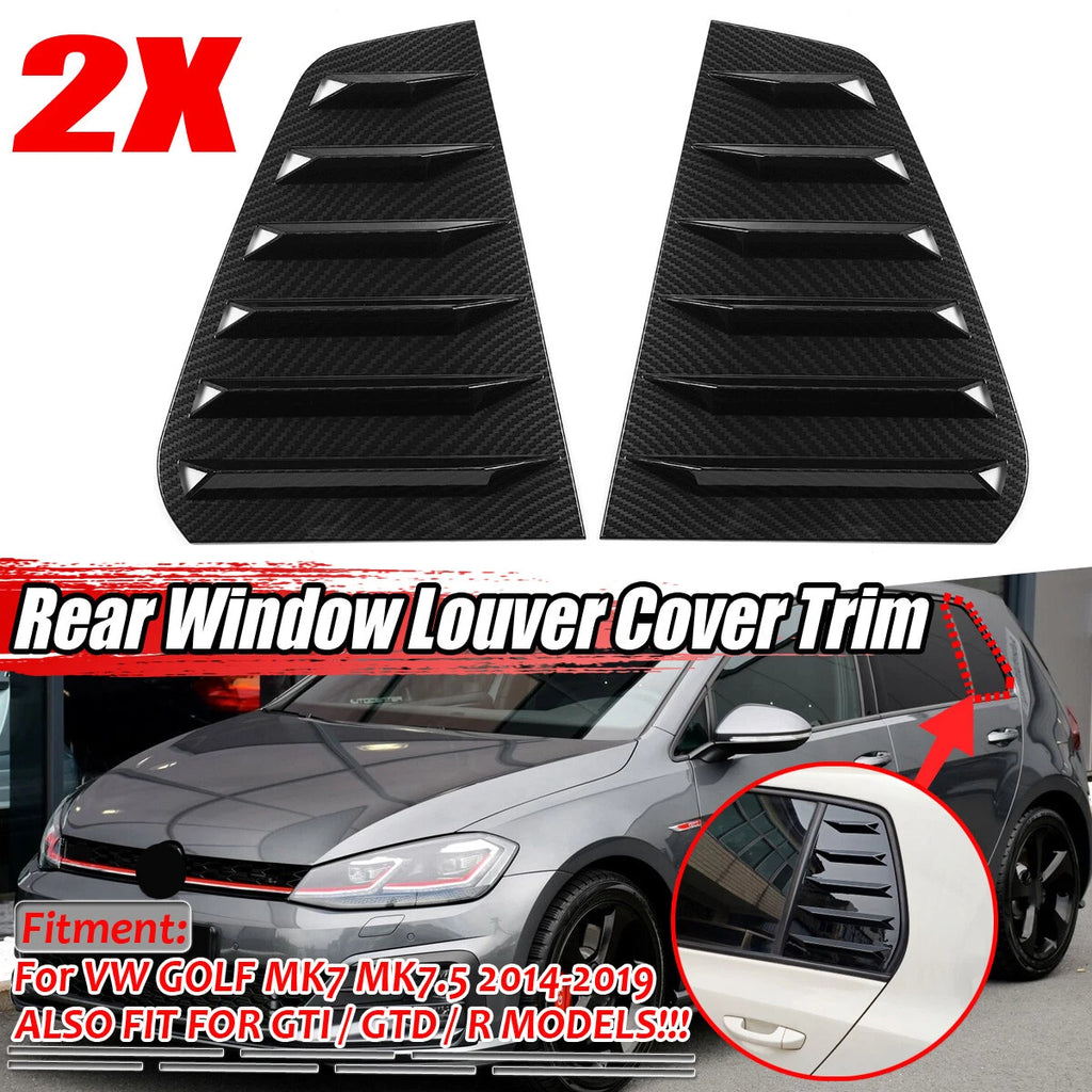 Pair Carbon Look Window Louver Rear Side Vent Cover for Golf 7 GTI R (2014–2020)
