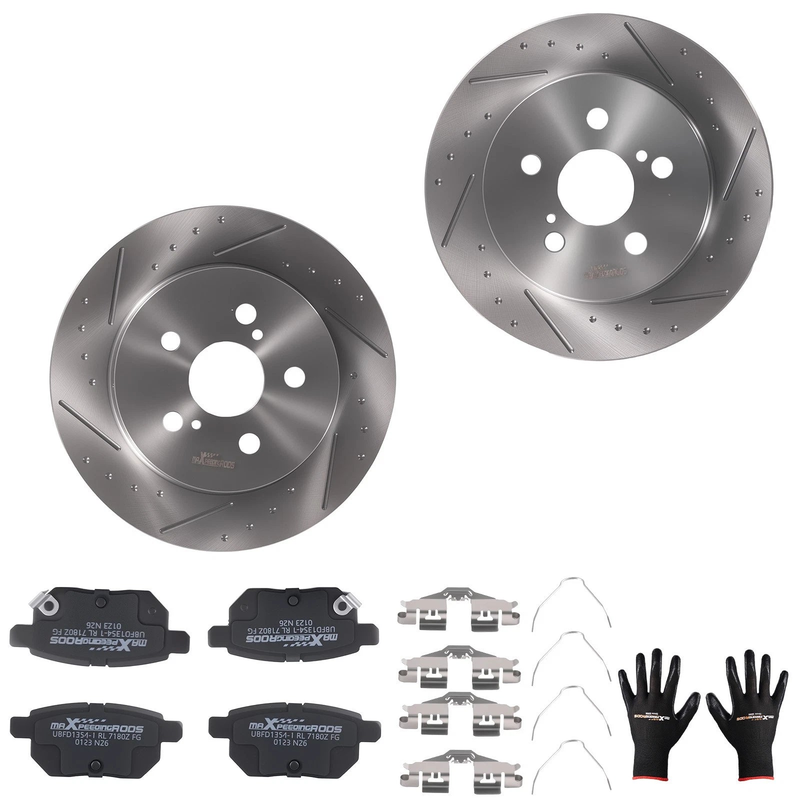Rear Brake Rotors and Pads Kit for Lexus CT200h (2011–2017) / Toyota Prius (2010–2022)