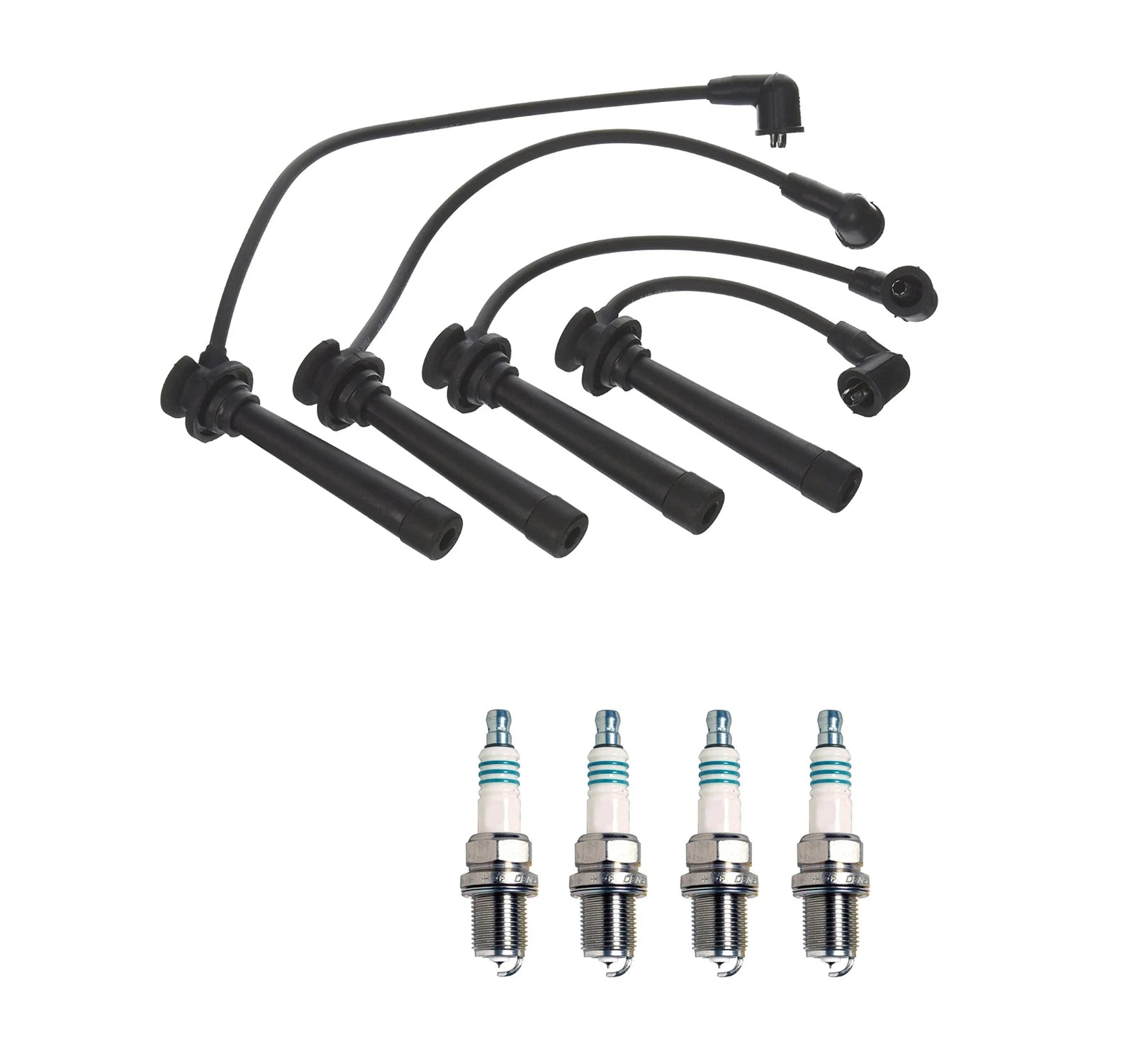 Denso 7mm Wire Set & 4 Iridium Spark Plugs Kit for Kia 1.5 1.6 L4